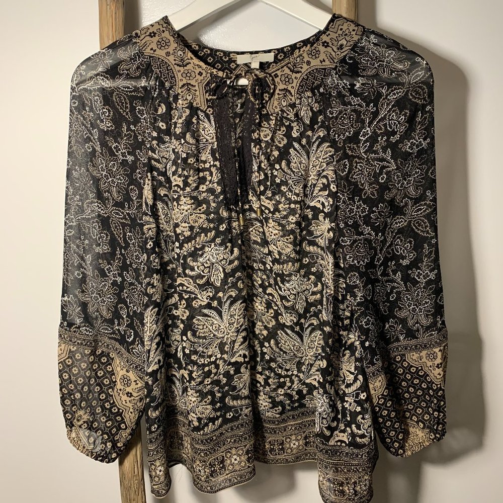 Joie Jahaira Silk Long Sleeve Blouse